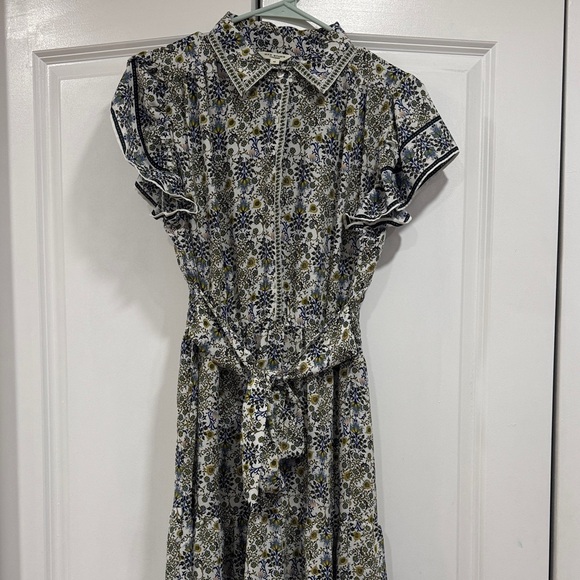 Max Studio Blue and White Patterned Midi Dress - Picture 3 of 4